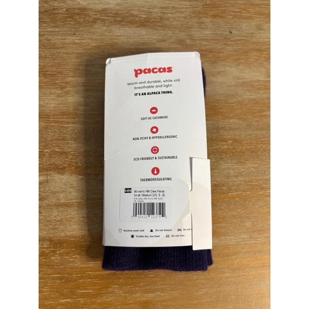 Pacas Womens Alpaca Wool Blend Crew Socks Purple Small Medium‎ 6468 New